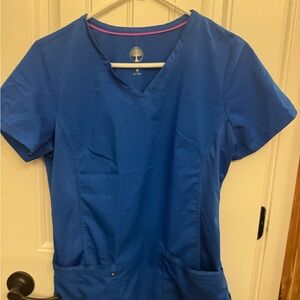 healing hands Royal Blue V-Neck Short Sleeve Scrub Top